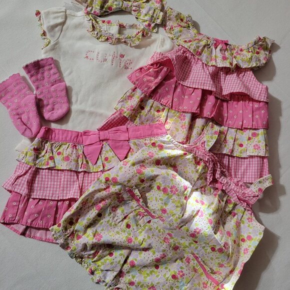 Gymboree Mini Blooms Used Lot 3-6 Bodysuit rest 6-12 Month, Headband NWT. Z28